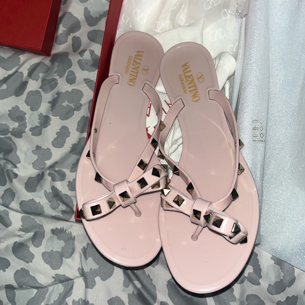 Valentino Rockstud Pvc Flat Thong Sandals
